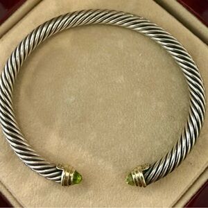 David Yurman Cable Bracelet with Peridot & 14k Yellow Gold, 5mm